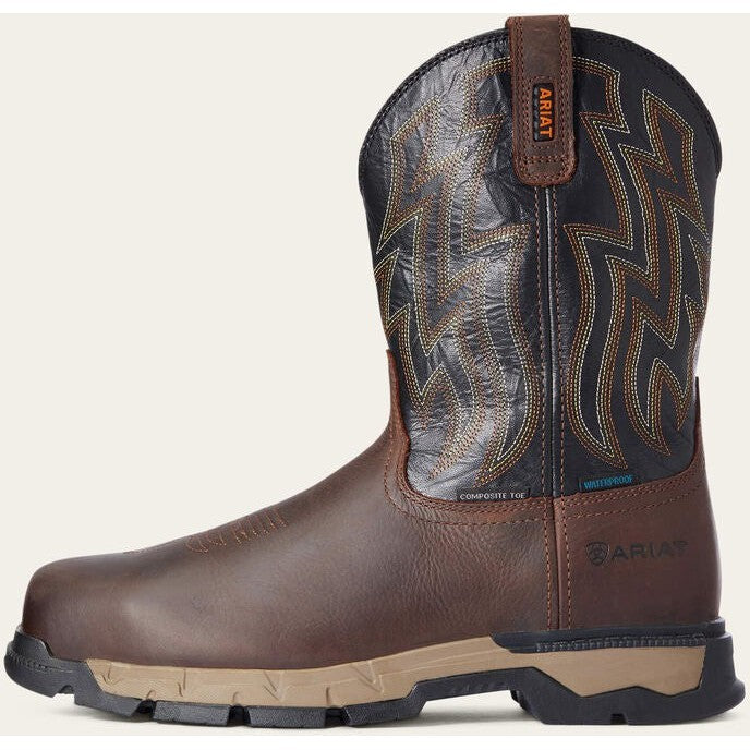 Ariat Men's Rebar Flex CT Waterproof Western Work Boot -Brown- 10034157 7 / Medium / Brown - Overlook Boots