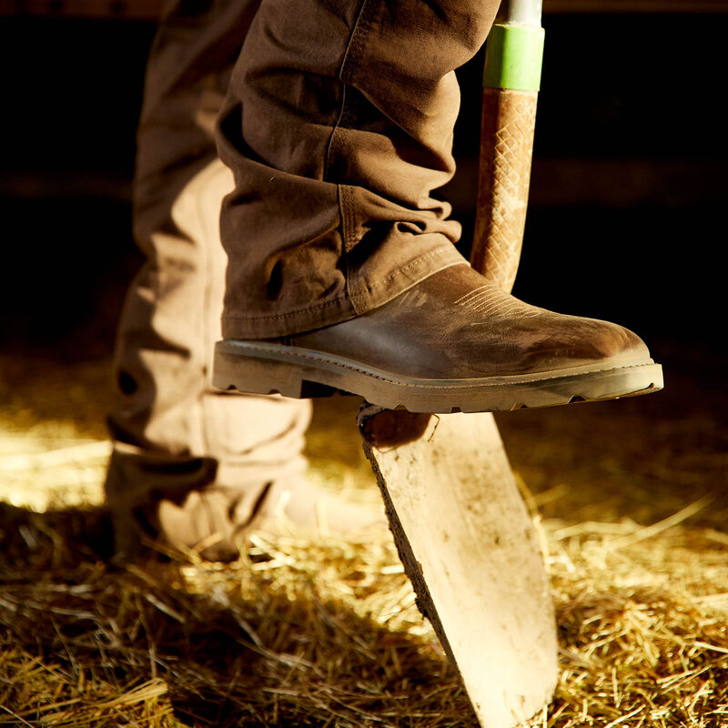 Ariat Men's Groundwork Wide Toe ST Western Work Boot -Brown- 10034717  - Overlook Boots