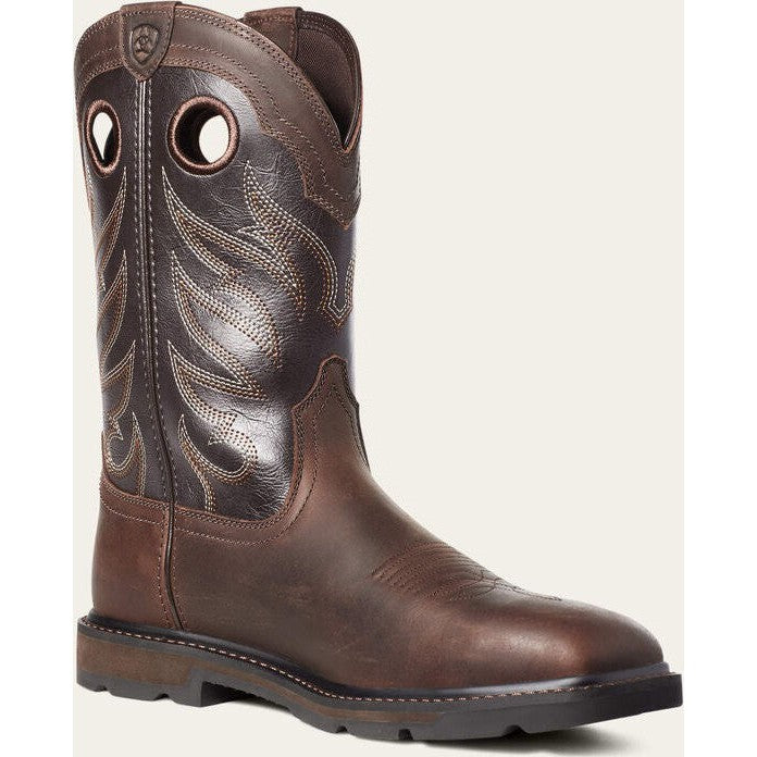 Ariat Men's Groundwork Wide Toe ST Western Work Boot -Brown- 10034717 7 / Medium / Brown - Overlook Boots