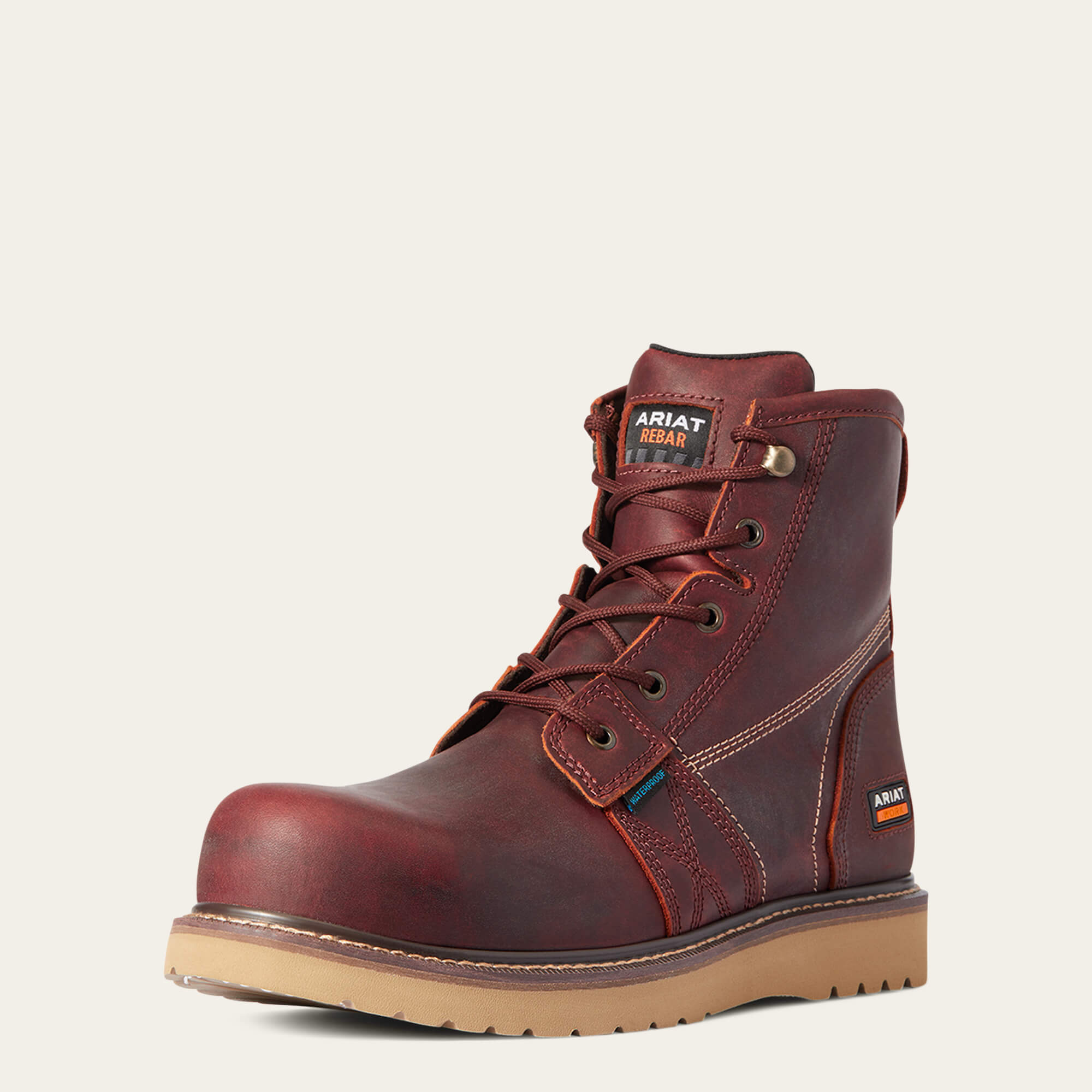 Ariat Men's Rebar Wedge 6" Comp Toe WP Work Boot - Rusted Copper - 10035945  - Overlook Boots