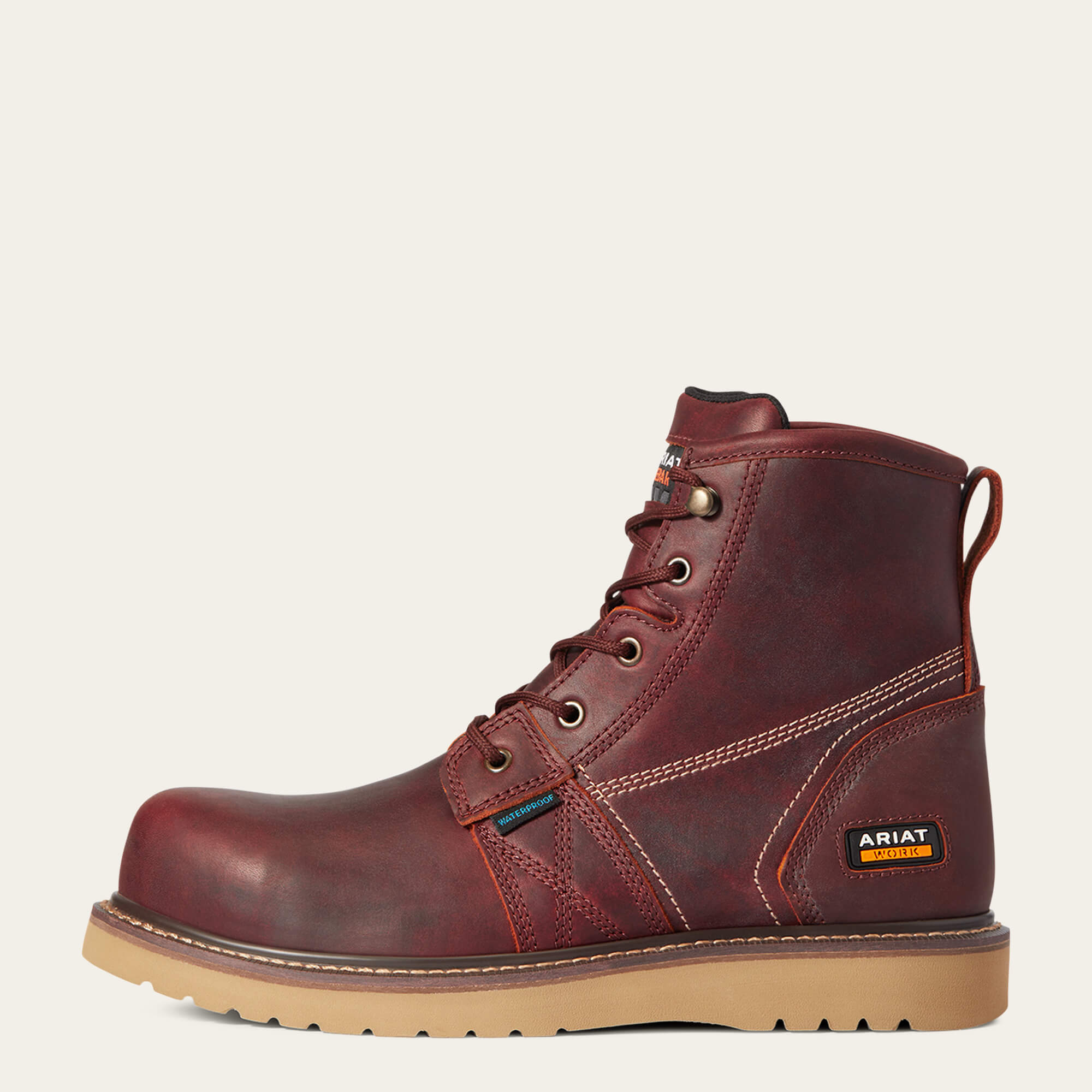 Ariat Men's Rebar Wedge 6" Comp Toe WP Work Boot - Rusted Copper - 10035945  - Overlook Boots
