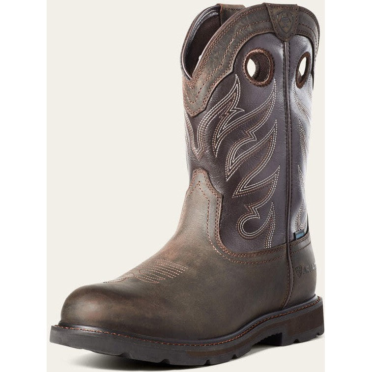 Ariat Men's Groundwork ST Waterproof Western Work Boot -Brown- 10035965  - Overlook Boots