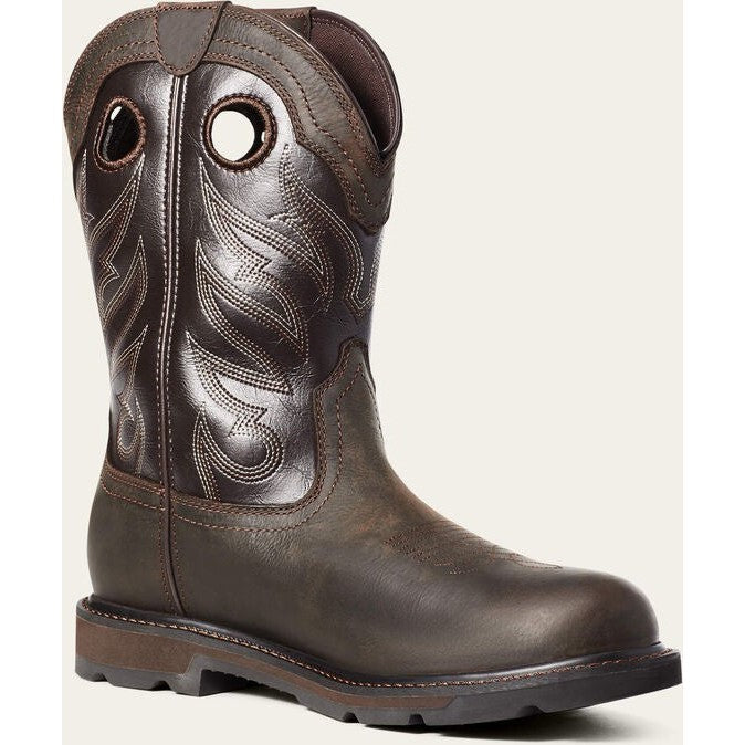 Ariat Men's Groundwork ST Waterproof Western Work Boot -Brown- 10035965 7 / Medium / Brown - Overlook Boots