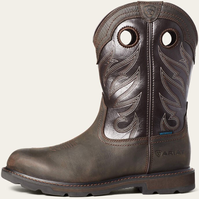 Ariat Men's Groundwork ST Waterproof Western Work Boot -Brown- 10035965  - Overlook Boots