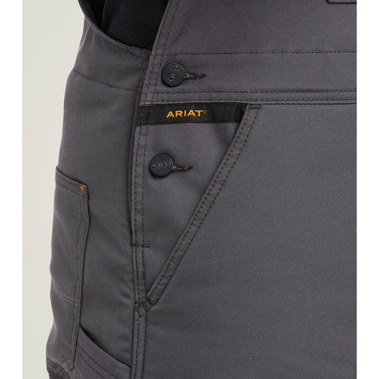 Ariat Men's Rebar DuraCanvas Stretch 110G Insulated Bib Gray - 10036680 - Overlook Boots