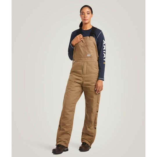 Ariat Women's Rebar DuraCanvas Stretch 110G Insulated Bib Khaki - 10036685 Small / Field Khaki / Standard/Regular - Overlook Boots