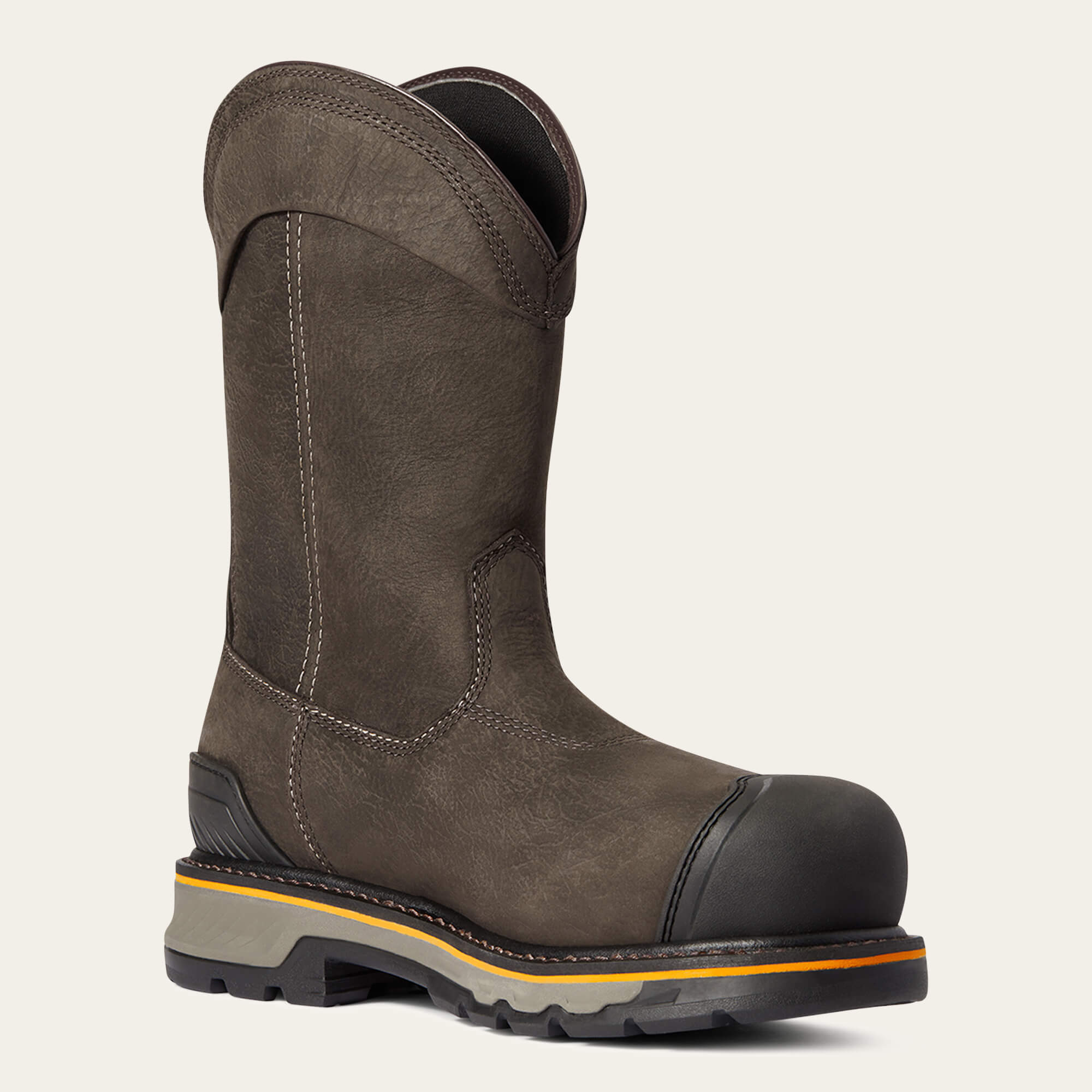 Ariat Men's Stump Jumper Pull On Comp Toe WP Work Boot - Iron Coffee - 10038282 7 / Medium / Brown - Overlook Boots