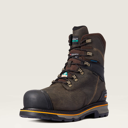 Ariat Men's Stump Jumper 8" Composite Toe Waterproof 600G Ins Work Boot - Coffee - 10038283 - Overlook Boots