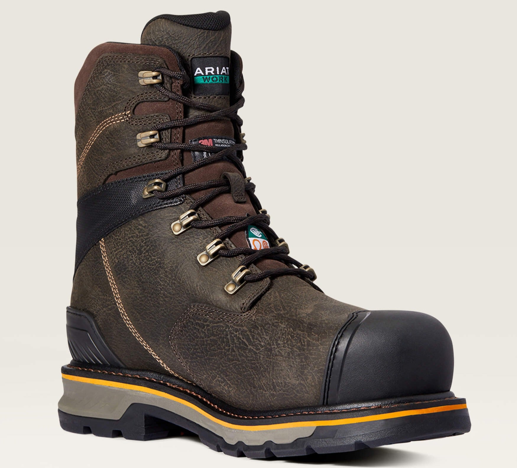 Ariat Men's Stump Jumper 8" Comp Toe WP 600G Ins Work Boot - Coffee - 10038283 7 / Medium / Brown - Overlook Boots