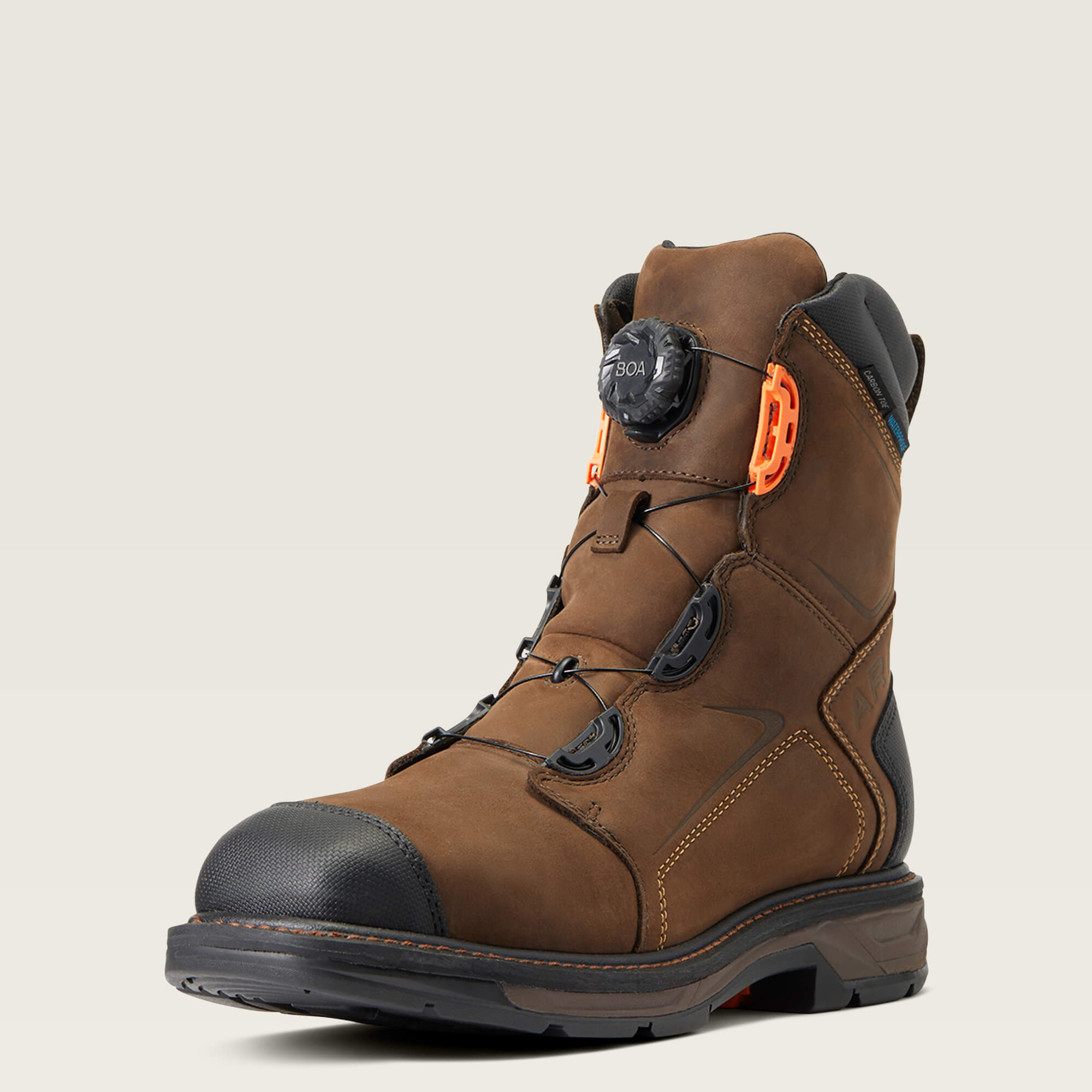 Ariat Men's WorkHog Xt Boa 8" Carbon Toe WP Work Boot -Brown- 10038922 7 / Medium / Brown - Overlook Boots