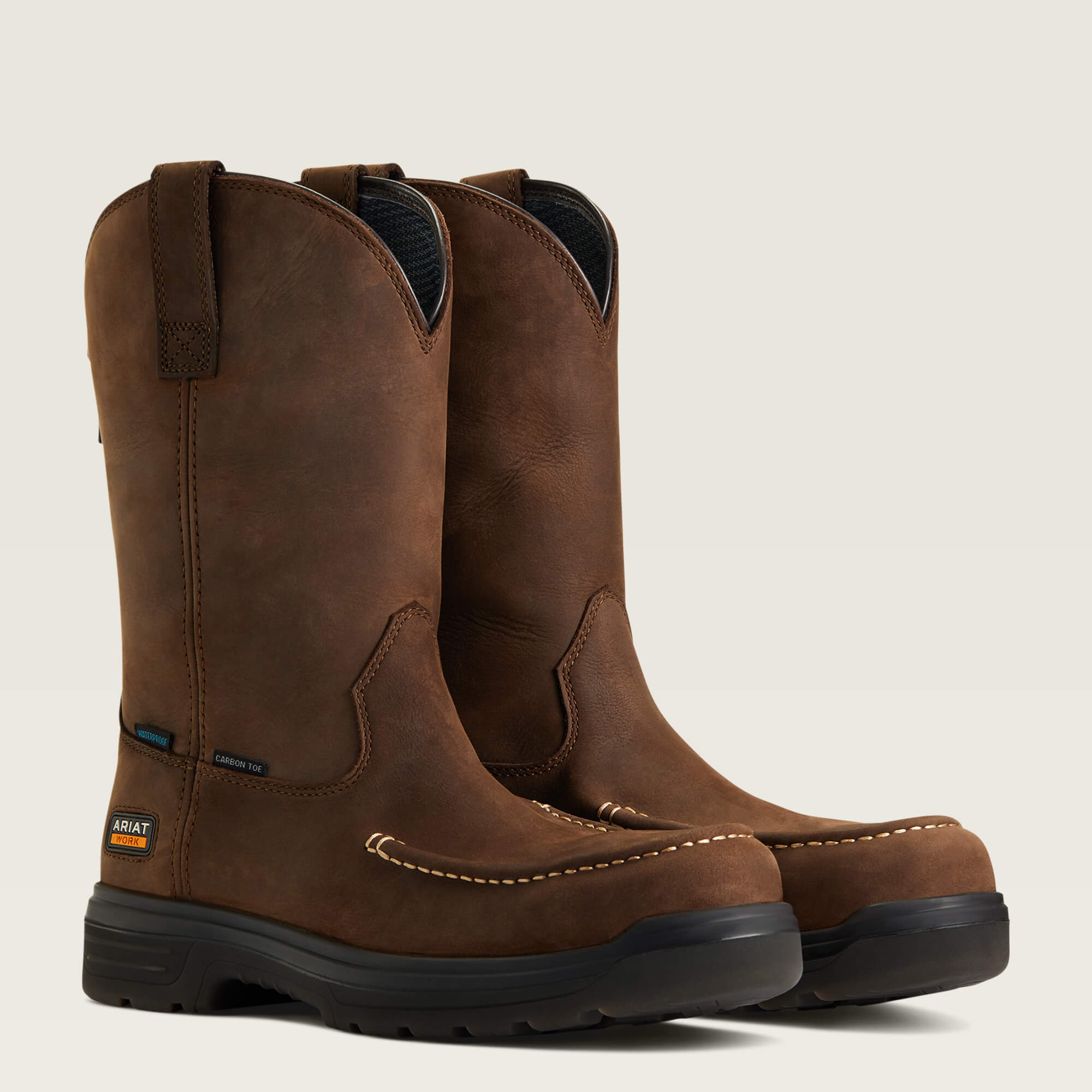 Ariat Men's Turbo Moc Toe Carbon Toe WP Work Boot - Mocha - 10040396 7 / Medium / Brown - Overlook Boots