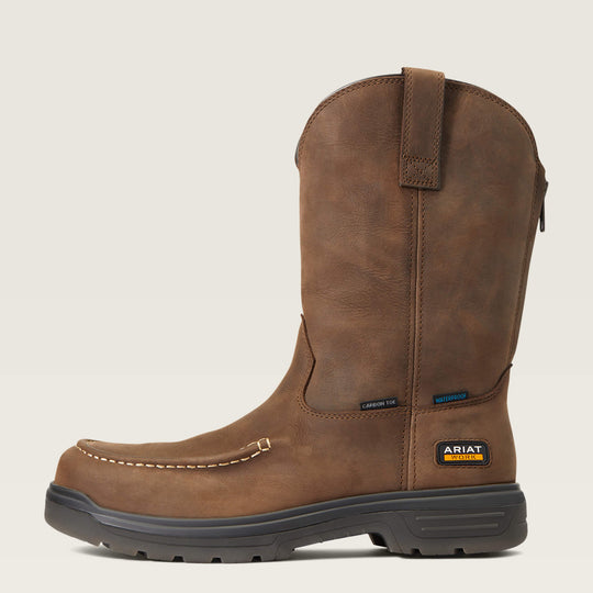 Ariat Men's Turbo Moc Toe Carbon Toe Waterproof Work Boot - Mocha - 10040396 - Overlook Boots