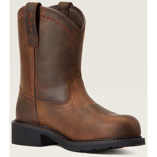 Ariat Women's Fatbaby Pull On Steel Toe Work Boot -Brown- 10040431 5.5 / Narrow / Distressed Brown - Overlook Boots