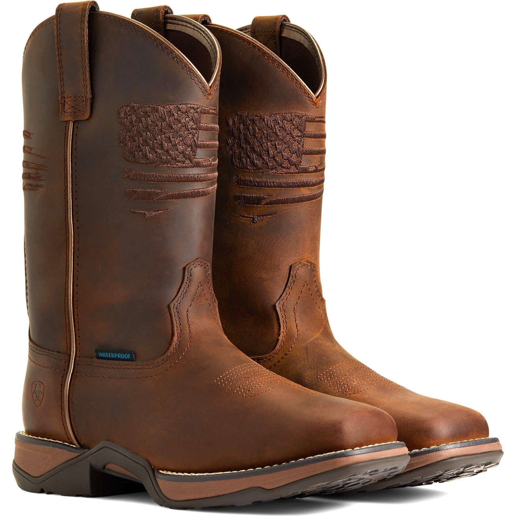 Ariat Women's Anthem Patriot 10" Composite Toe Waterproof Western Work Boot- 10040433 5.5 / Medium / Brown - Overlook Boots