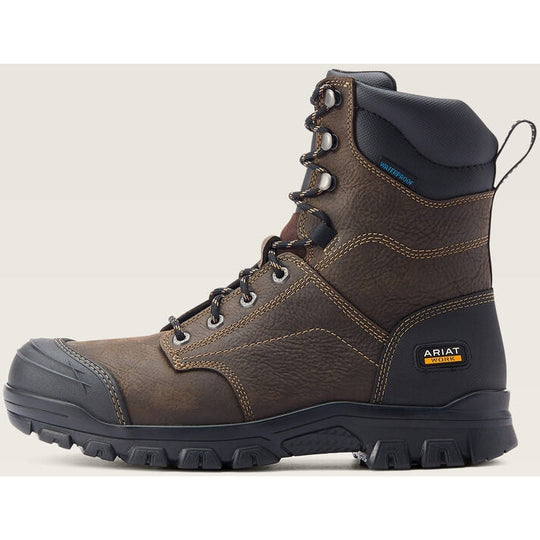 Ariat Men's Treadfast 8" Soft Toe Waterproof Slip Resistant Work Boot - Brown - 10042484 - Overlook Boots