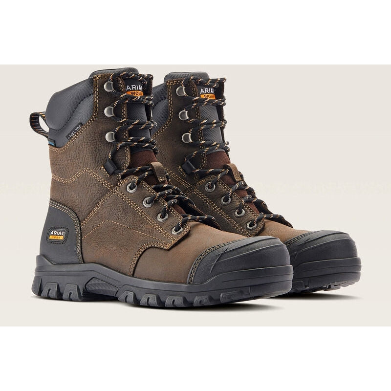 Ariat Men's Treadfast 8" Steel Toe WP Slip Resist Work Boot - Brown - 10042496  - Overlook Boots
