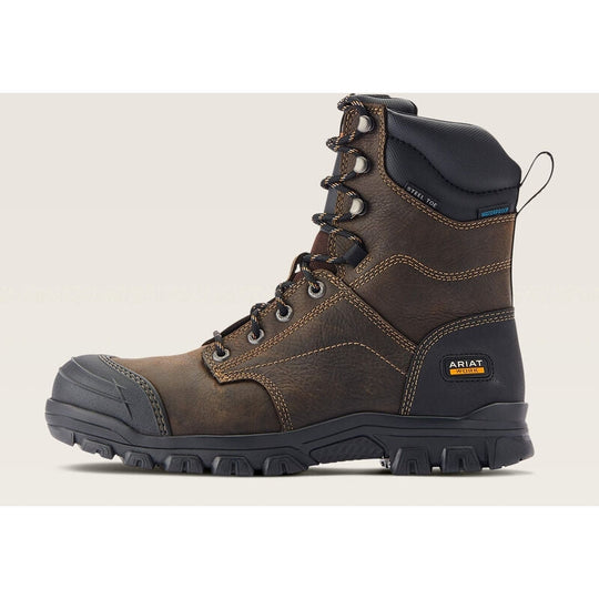 Ariat Men's Treadfast 8" Steel Toe Waterproof Slip Resistant Work Boot - Brown - 10042496 - Overlook Boots