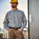 Ariat Men's Flame Resistant Plaid Featherlight Work Shirt Sky Plaid - 10043545 - Overlook Boots