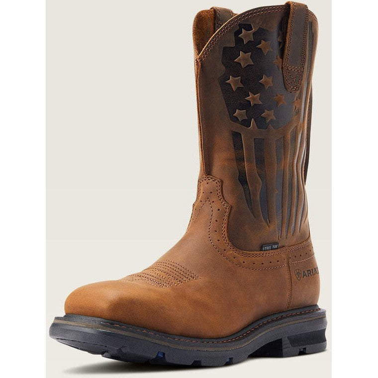 Ariat Men's Sierra Shock Shield Patriot ST Western Work Boot -Brown- 10044426  - Overlook Boots