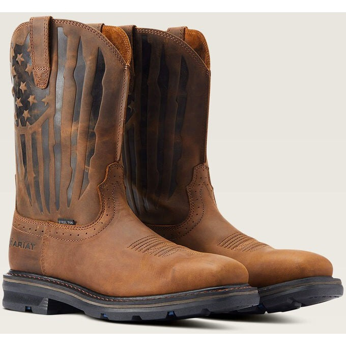 Ariat Men's Sierra Shock Shield Patriot ST Western Work Boot -Brown- 10044426  - Overlook Boots