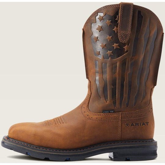 Ariat Men's Sierra Shock Shield Patriot Steel Toe Western Work Boot -Brown- 10044426 - Overlook Boots