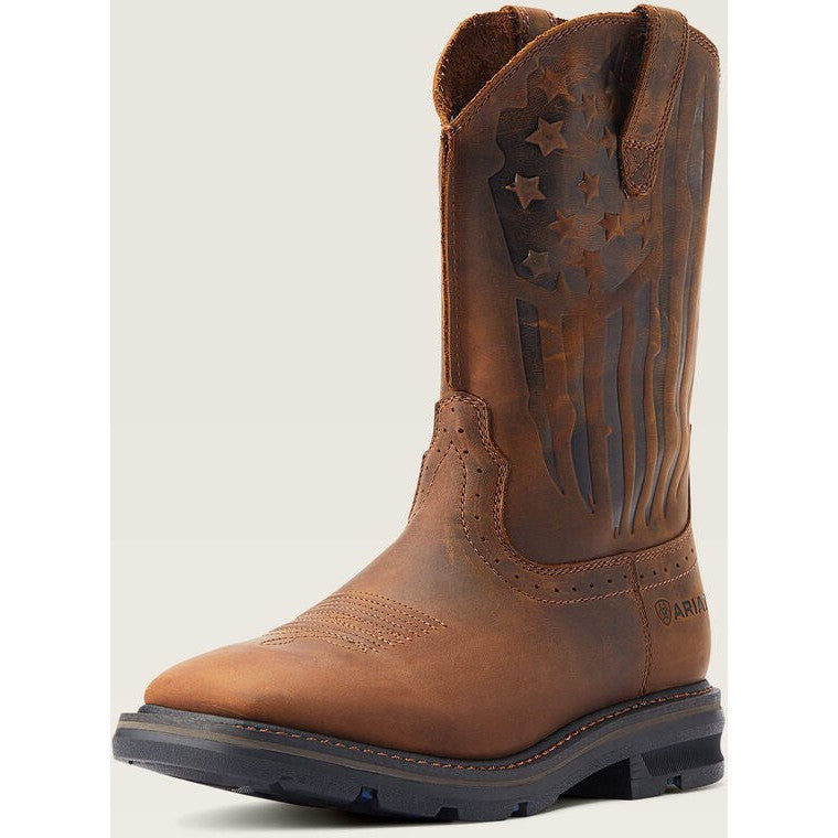 Ariat Men's Sierra Shock Shield Patriot Western Work Boot - Brown - 10044505  - Overlook Boots