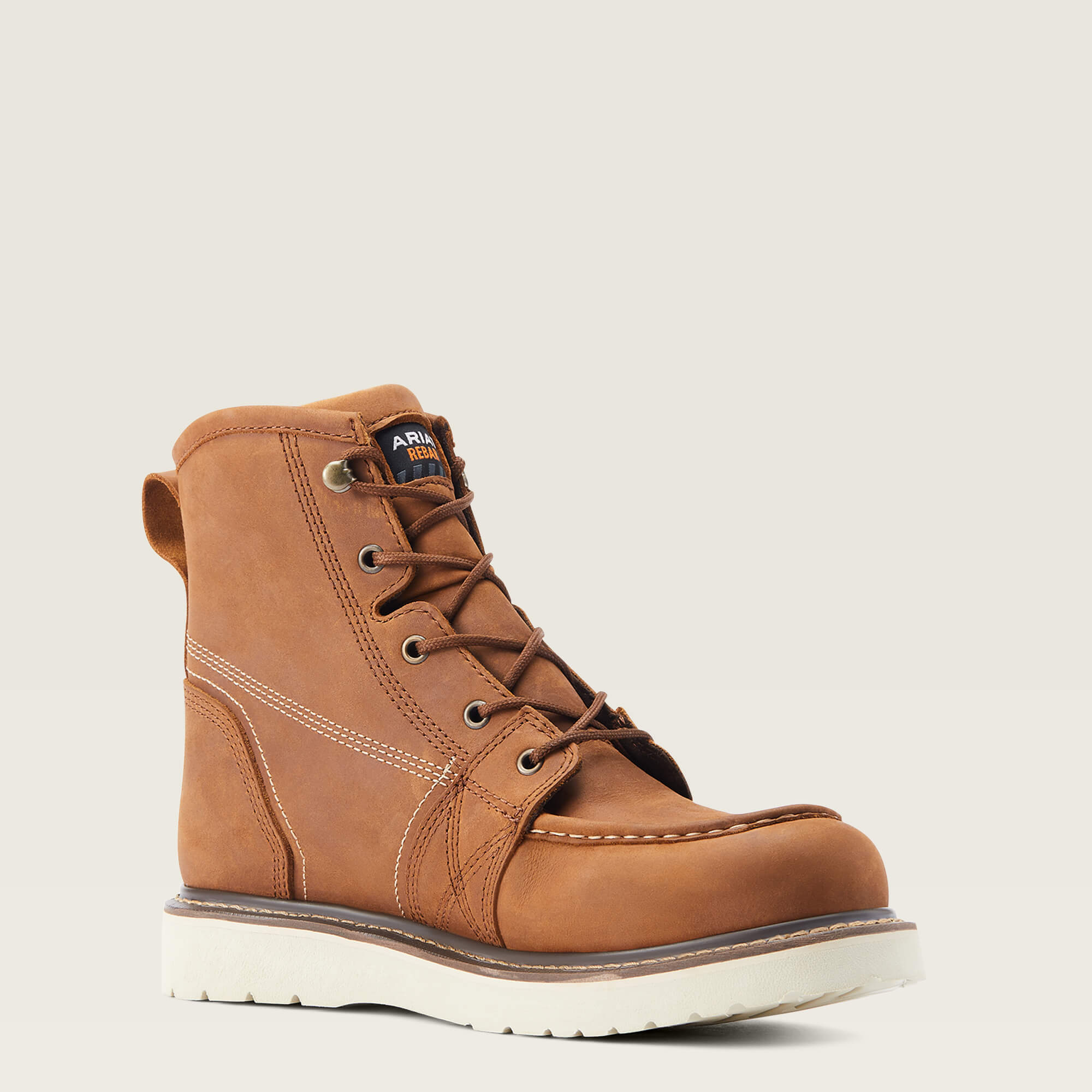 Ariat Men's Rebar Wedge 6" Soft Toe WP Work Boot - Aged Honey - 10044539  - Overlook Boots