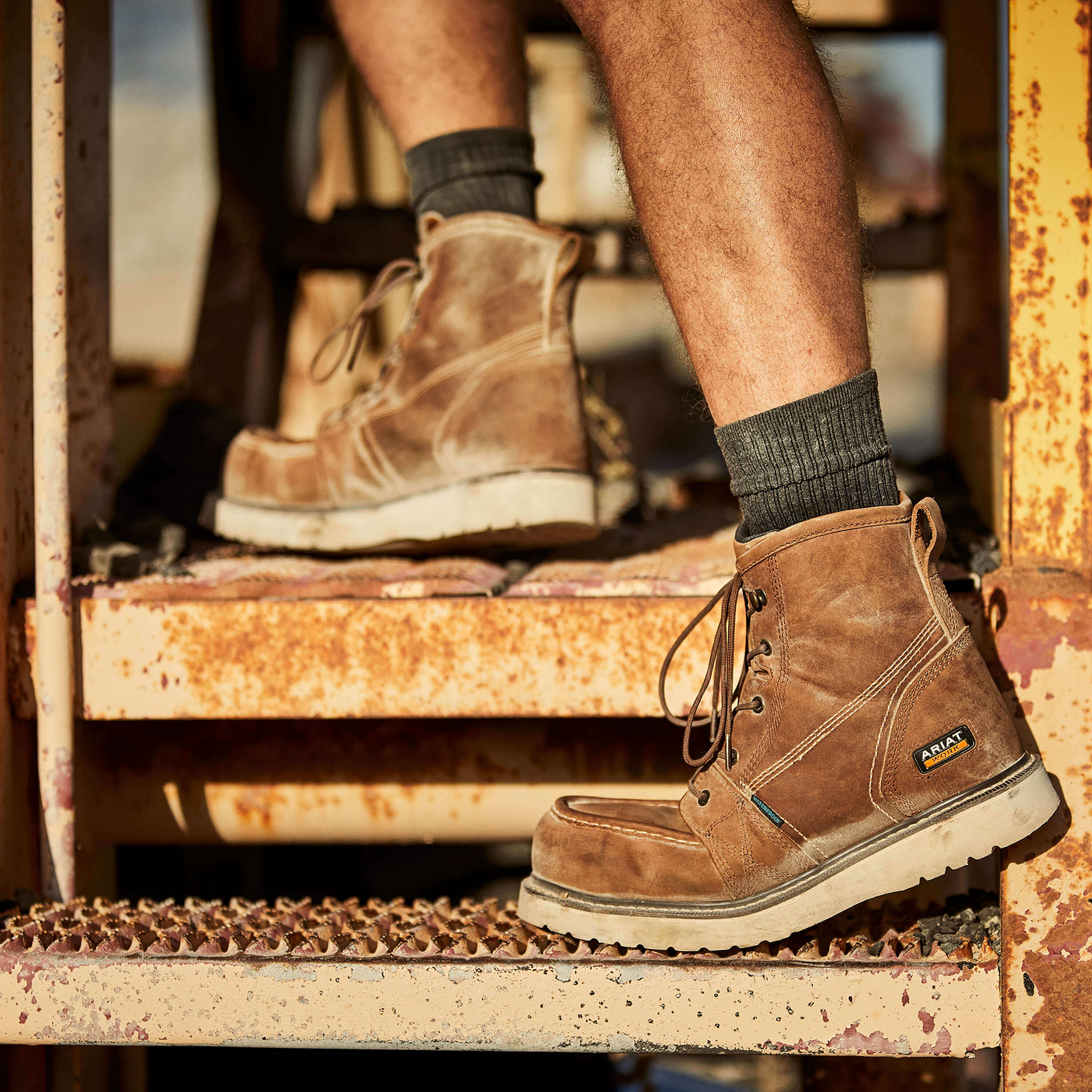 Ariat Men's Rebar Wedge 6" Comp Toe WP Work Boot - Aged Honey - 10044540  - Overlook Boots