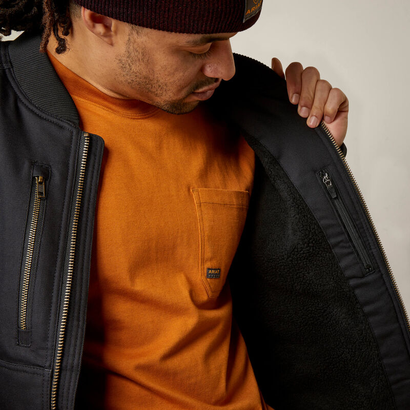 Ariat Men's Rebar Stretch Canvas Bomber Jacket Black - 10046515 - Overlook Boots