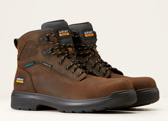 Ariat Men's Turbo 6" Carbon Toe Waterproof Work Boot - Rich Brown - 10046861 7.0 / Medium / Brown - Overlook Boots
