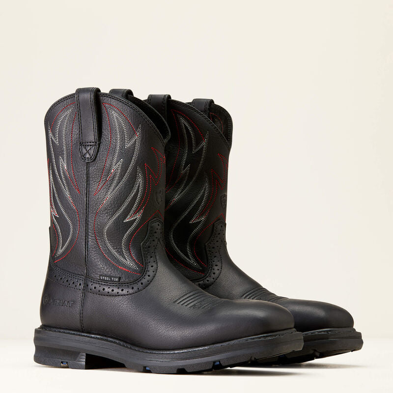 Ariat Men's Sierra Shock Shield Steel Toe Western Work Boot -Black- 10046929  - Overlook Boots