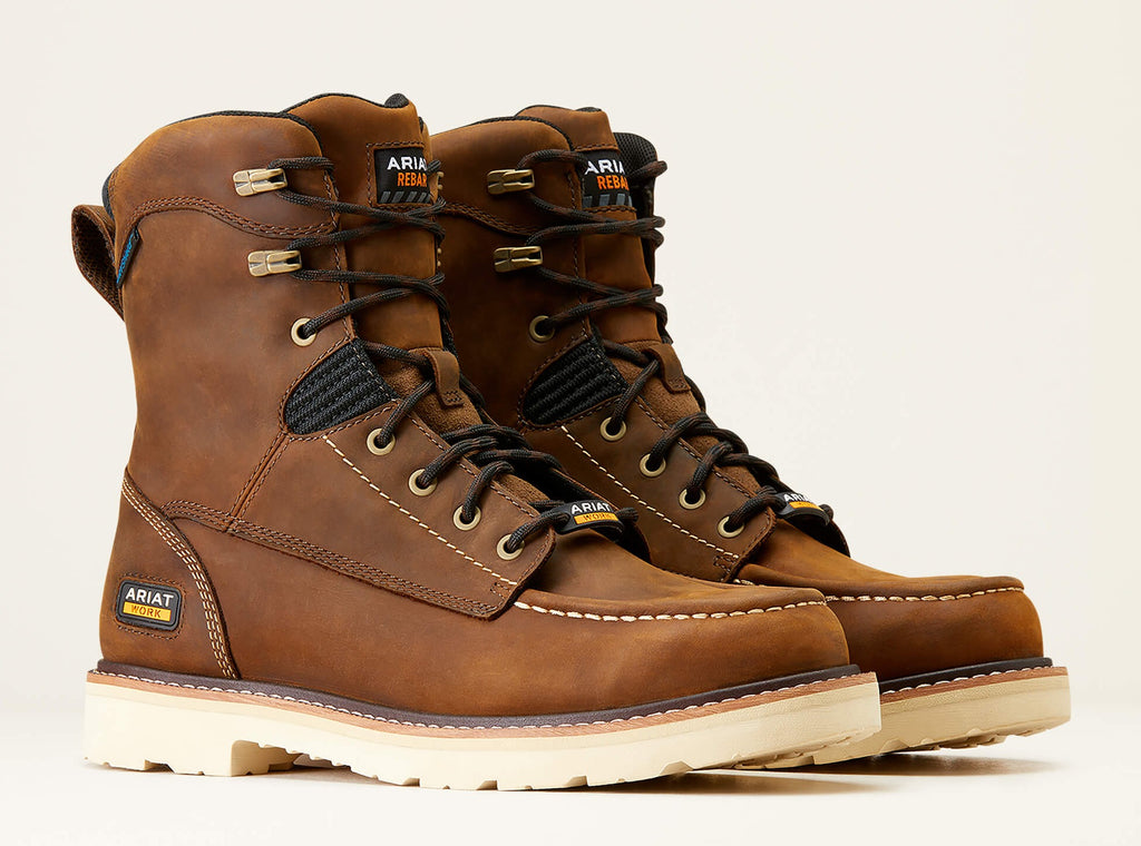 thumbnail interactive-video image 1 of Ariat Men's Rebar Lift 8" Waterproof Safety Toe Distressed Brown Work Boot 14 EE 1 of 12