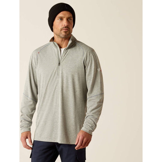 Ariat Men's FR Primo 1/4 Zip Flame Resist Baselayer Grey - 10052067 Small / Heather Grey / Standard - Overlook Boots