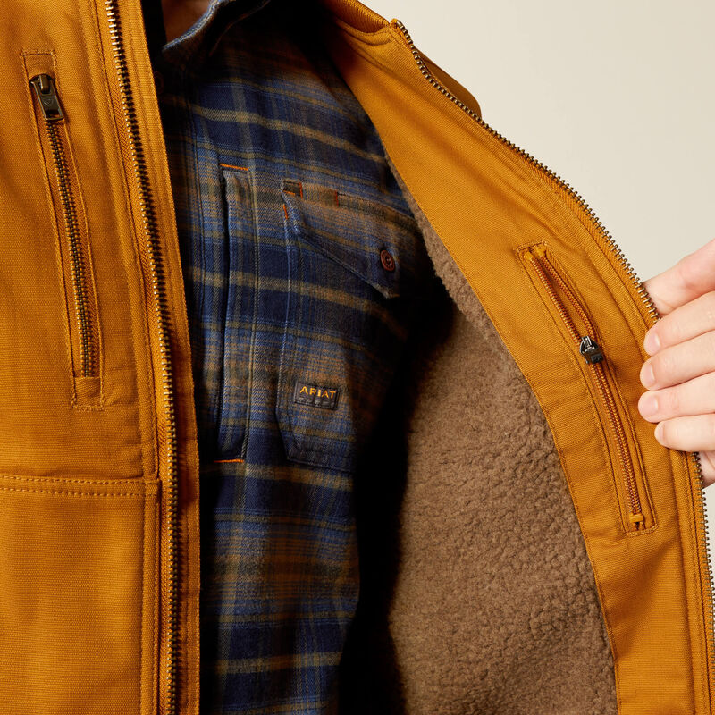 Ariat Men's Rebar Stretch Canvas Bomber Jacket Brown - 10053000 - Overlook Boots