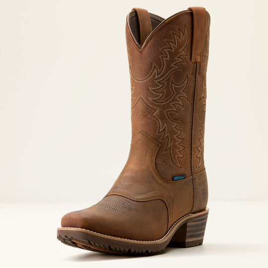 Ariat Men's Hybrid Roughstock Square Toe Waterproof Cowboy Boot -Brown- 10053577 - Overlook Boots