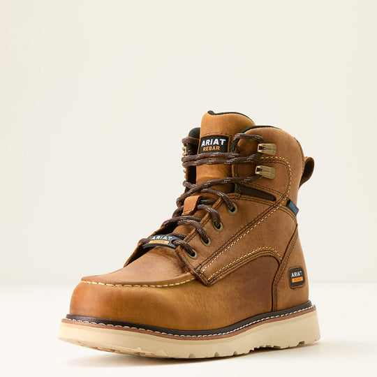 Ariat Women's Rebar Moc Toe Waterproof Wedge Work Boot -Brown- 10053718 - Overlook Boots