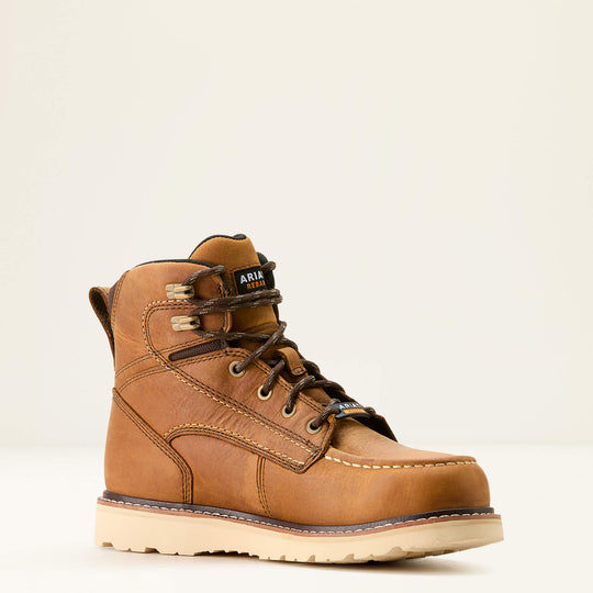Ariat Women's Rebar Moc Toe Waterproof Wedge Work Boot -Brown- 10053718 5.5 / Narrow / Brown - Overlook Boots