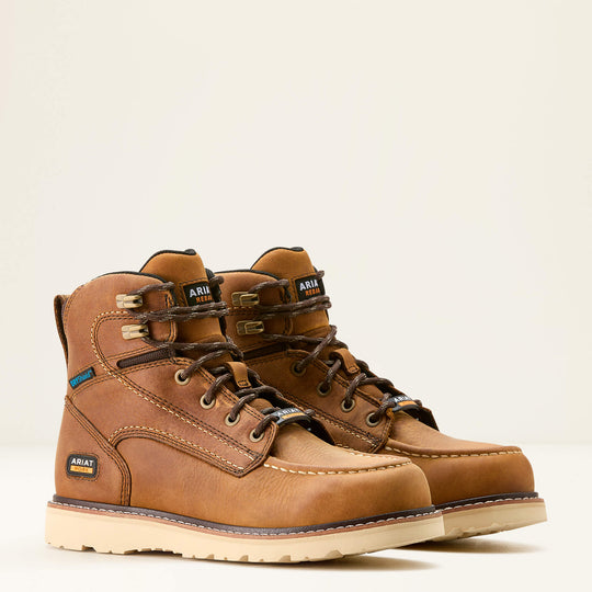 Ariat Women's Rebar Moc Toe Waterproof Wedge Work Boot -Brown- 10053718 - Overlook Boots