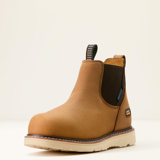 Ariat Women's Rebar Composite Toe Waterproof Chelsea Wedge Work Boot -Brown- 10053719 - Overlook Boots