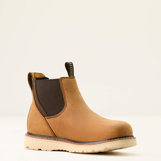 Ariat Women's Rebar Waterproof Chelsea Wedge Work Boot -Brown- 10053720 5.5 / Narrow / Brown - Overlook Boots