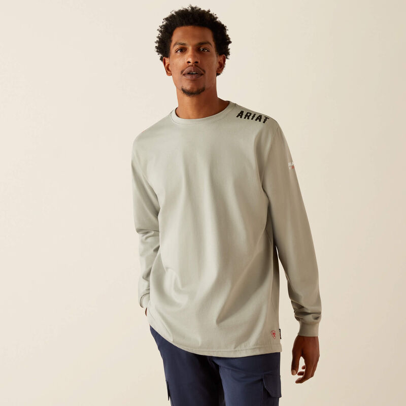 Ariat Men's Flame Resistant Work Hard Live Free T-Shirt - Dove - 10055031 - Overlook Boots