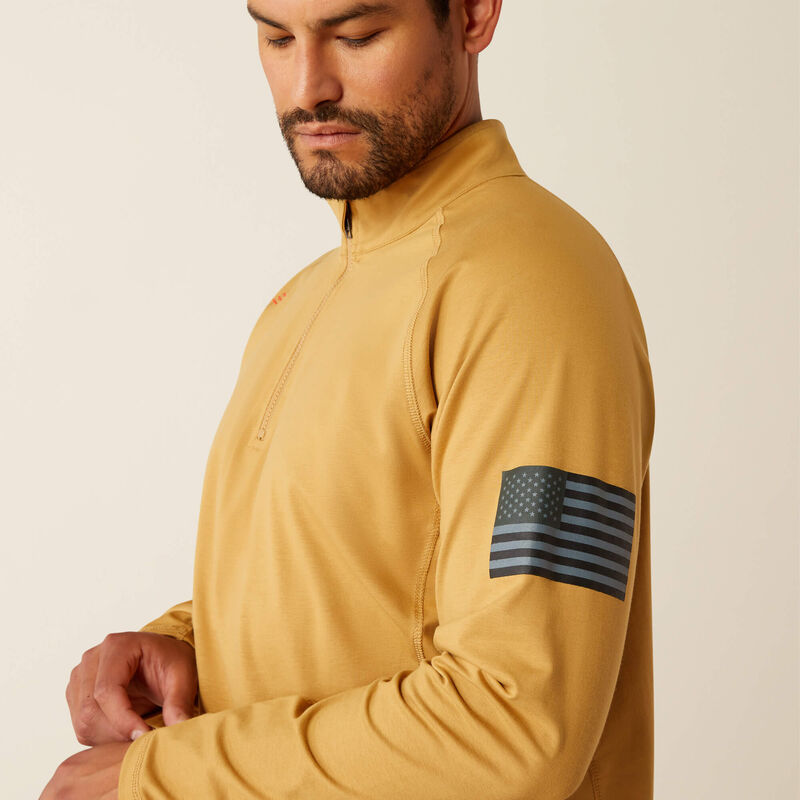 Ariat Men's FR Combat Stretch Patriot 1/4 Zip Work Shirt - Bistro - 10055075 - Overlook Boots