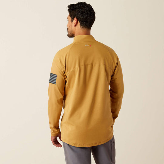 Ariat Men's FR Combat Stretch Patriot 1/4 Zip Work Shirt - Bistro - 10055075 - Overlook Boots
