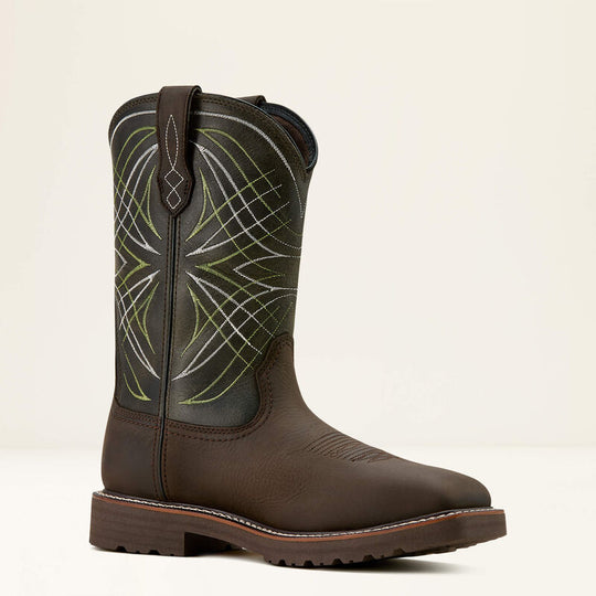 Ariat Men's Activator 11" Steel Toe Waterproof Western Work Boot- Brown/Green- 10060892 7.0 / Medium / Brown - Overlook Boots