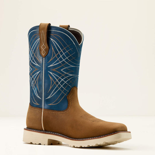 Ariat Men's Activator 11" Square Toe Waterproof Western Work Boot- Brown/Blue - 10060895 7.0 / Medium / Brown - Overlook Boots