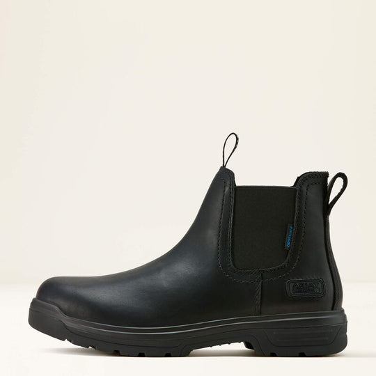Ariat Men's Turbo 6" Round Toe Waterproof Chelsea Work Boot - Black - 10060896 - Overlook Boots