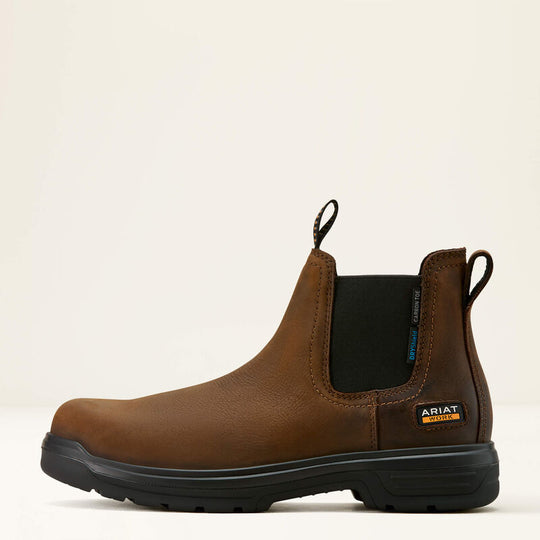 Ariat Men's Turbo CSA 6" Carbon Toe Waterproof Chelsea Work Boot- Brown- 10060897 - Overlook Boots
