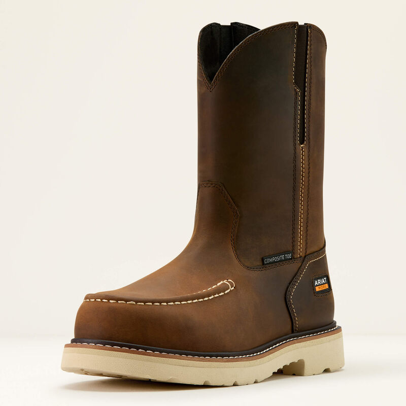 Ariat Men's Rebar Lift Pull On Moc Toe Composite Toe Work Boot - Brown - 10061114 6 / Medium / Brown - Overlook Boots