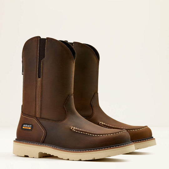 Ariat Men's Rebar Lift 10" Moc Toe Slip Resist Western Work Boot - Brown - 10061286 - Overlook Boots