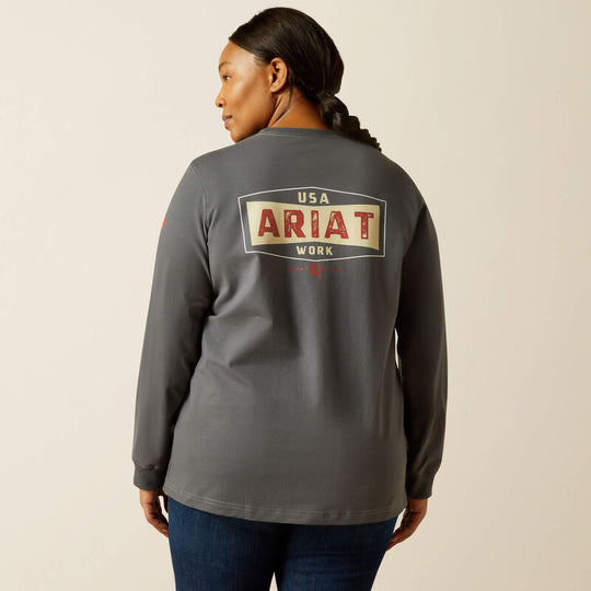 Ariat Women's FR Pima Stretch US Logo Baselayer - Charcoal - 10062317 - Overlook Boots